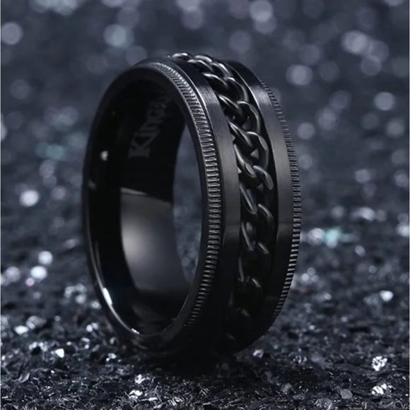 Men's Ring 8mm Spinner Ring Stainless Steel Fidget Ring Anxiety Ring for Men